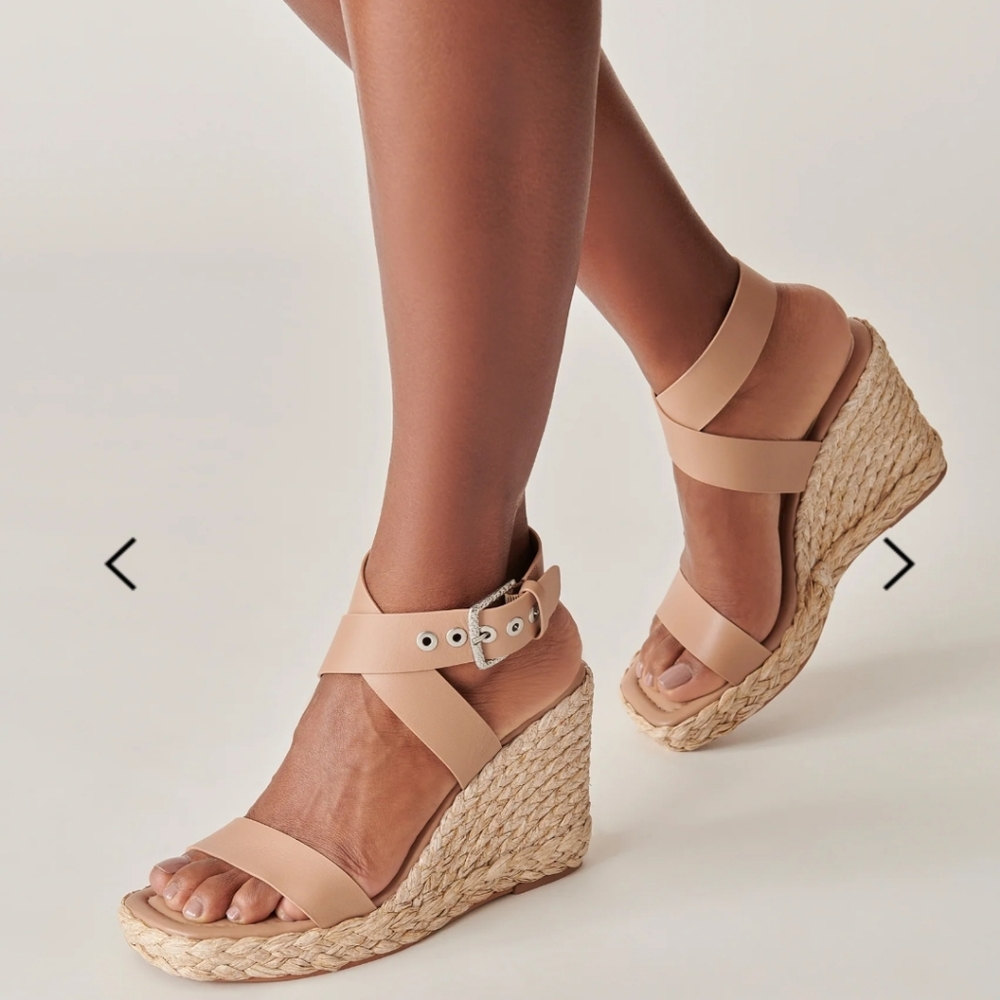 NEW Dolce Vita Aldona Ankle Strap Wedges in Cafe Leather Size 9M